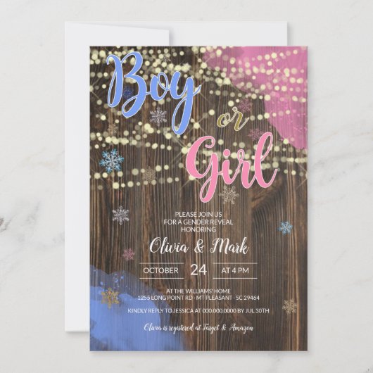 Rustic Gender onthullen partijuitnodiging. Zij of  Kaart (Voorkant)