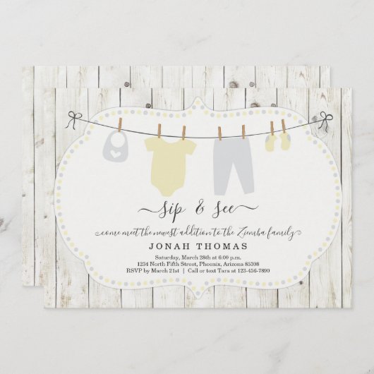 Rustic Gepersonaliseerd Sip en zie Uitnodiging (Voorkant / Achterkant)