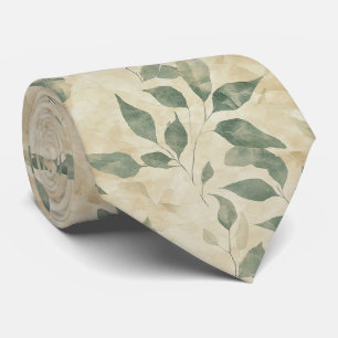 Rustic Geperste Bladeren Patroon– Herfst Botanisch Stropdas