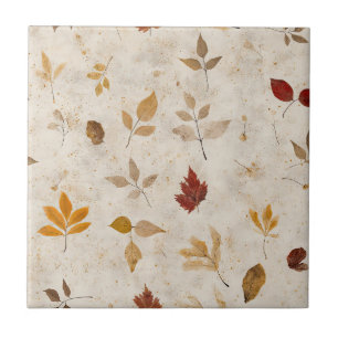 Rustic Geperste Bladeren Patroon –Herfst Botanisch Tegeltje