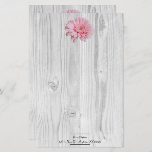 Rustic Gerber Daisy Personalized Stationery Briefpapier (Voorkant / Achterkant)