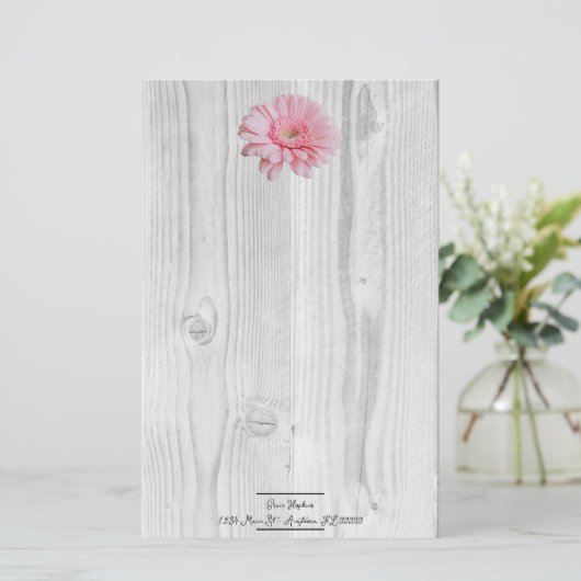 Rustic Gerber Daisy Personalized Stationery Briefpapier (Staand voorkant)