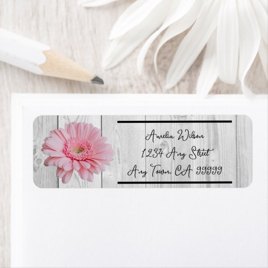 Rustic Gerber Daisy Return Address Label (Insitu)