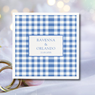 Rustic Geruite Babyblauwe Gingham Trouw Servet