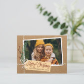 Rustic Gift Package Merry Kerstfeestdag Foto Briefkaart (Staand voorkant)