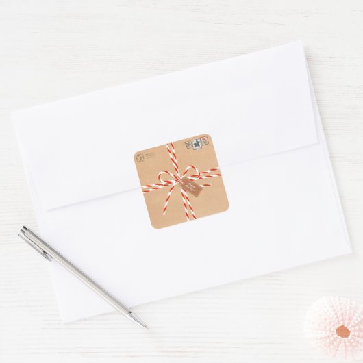 Rustic Gift Stickers - Candy Canes & Stamp-Style (Enveloppe)