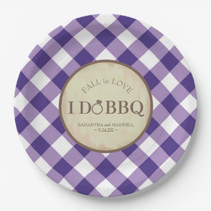 Rustic Gingham BBQ Picnic Wedding Papieren Bordje