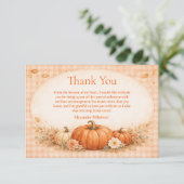 Rustic Gingham Pumpkin Fall Graduation Bedankkaart (Staand voorkant)
