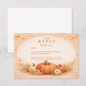Rustic Gingham Pumpkin Fall Graduation RSVP Kaartje (Voorkant / Achterkant)