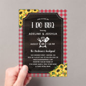 Rustic Gingham Sunflower I Do BBQ Couple's Shower Acryl Uitnodigingen (Insitu (Draagbaar))