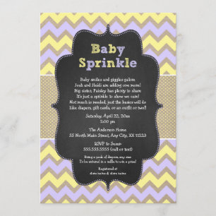 Rustic GIRL Baby Sprinkle Invite, lavender geel Kaart