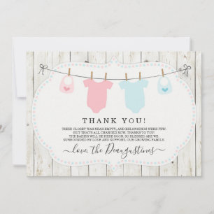 Rustic Girl & Boy Twins Baby shower Dank je wel Bedankkaart