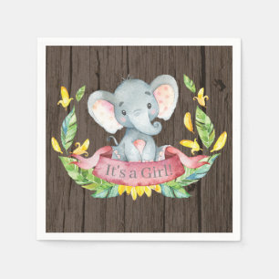 Rustic Girl Elephant Baby shower Pink Napkins Servet