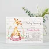 Rustic Girl Giraffe Baby shower Kaart (Staand voorkant)
