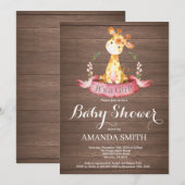 Rustic Girl Giraffe Baby shower Kaart (Voorkant / Achterkant)