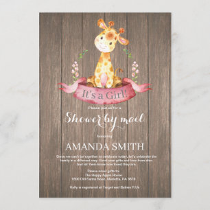 Rustic Girl Giraffe Baby shower via Mail Invitatio Kaart