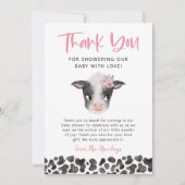 Rustic Girl Koe Baby shower Bedankkaart (Voorkant)