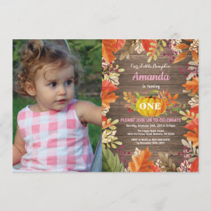 Rustic Girl Pumpkin Herfst Verjaardagsuitnodiging Kaart