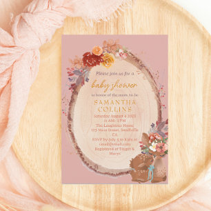 Rustic Girl Woodland Floral Baby shower Kaart