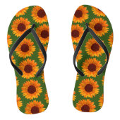 Rustic Girls Oranje en Green Sunflower Pattern Teenslippers (Voetbed)