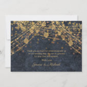 Rustic Glam Blue Gold String Lights Wedding Bedankkaart (Achterkant)
