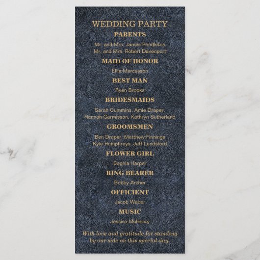 Rustic Glam Blue Gold Wedding Programme (Dos)