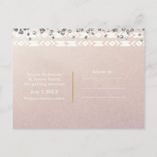 Rustic Glam Boho Bloem Koeschedel Save the Date Aankondigingskaart (Achterkant)