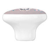 Rustic Glam Boho Floral Koe Skull Iridescent Keramische Knop (Zijkant)