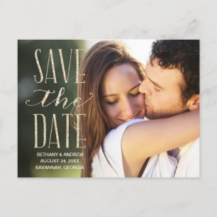 Rustic Glam Lettering Foto Bewaar de datum Aankondigingskaart