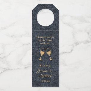 Rustic Glam Navy Blauw Goud Huwelijk Flessenhanger