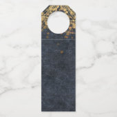 Rustic Glam Navy Blauw Goud Huwelijk Flessenhanger (Achterkant)
