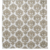 Rustic Glamor Burlap Royal Damask Chic Modern Douchegordijn (Voorkant)