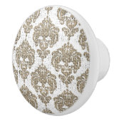 Rustic Glamor Burlap Royal Damask Chic Modern Keramische Knop (Rechts)