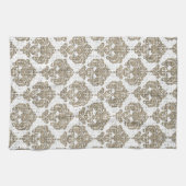 Rustic Glamor Burlap Royal Damask Chic Modern Theedoek (Horizontaal)