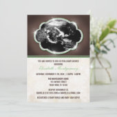 Rustic Glitter Green Sonogram Baby shower Kaart (Staand voorkant)