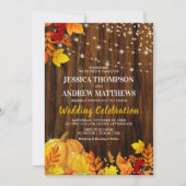 Rustic Glitter Pumpkin Autumn Wedding Kaart (Voorkant)