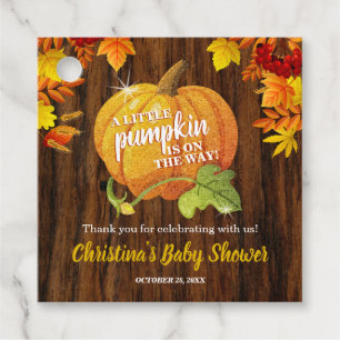 Rustic Glitter Pumpkin Herfst Neutraal Baby shower Bedankjes Labels