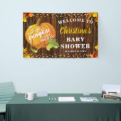 Rustic Glitter Pumpkin Herfst Neutraal Baby shower Spandoek (Beurs)