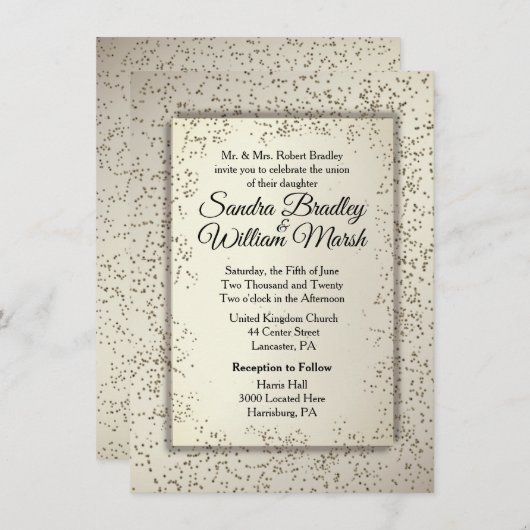 Rustic Glitter Wedding Invitation Kaart (Voorkant / Achterkant)