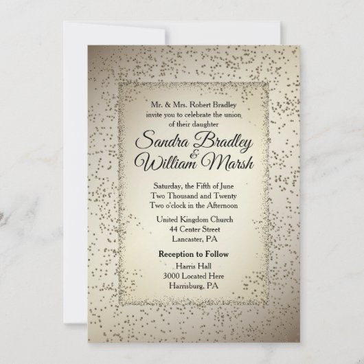 Rustic Glitter Wedding Invitation Kaart (Voorkant)