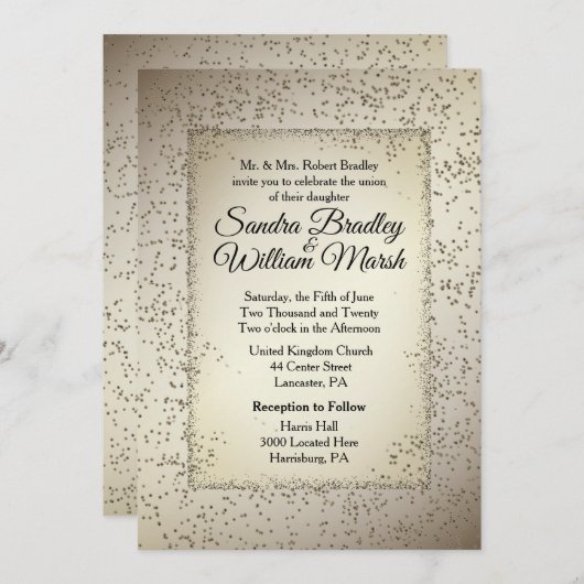 Rustic Glitter Wedding Invitation Kaart (Voorkant / Achterkant)