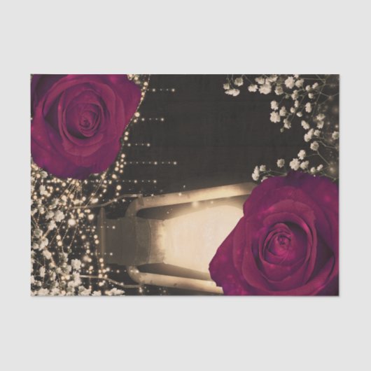 Rustic Glow Lantern Magenta Berry Rozen Wedding Tissuepapier (Voorkant)