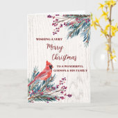 Rustic Godson en zijn familie vrolijk kerstfeest Kaart (Gele Bloem)