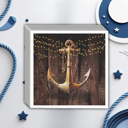 Rustic Gold Anchor Baby shower Servet