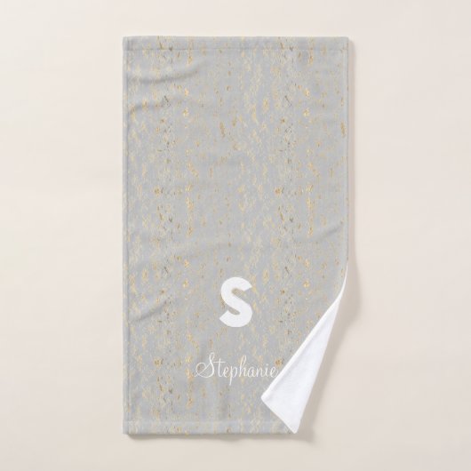 Rustic Gold Artsy Patterns Monogram Initiaal Lette Handdoek (Handdoek)