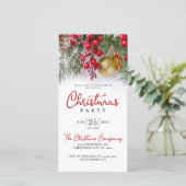 Rustic Gold Baubles kerstfeest uitnodiging (Staand voorkant)