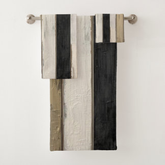 Rustic Gold Black Cream Farmhouse Barnwood Stripe