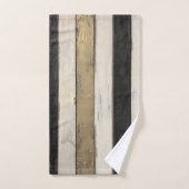 Rustic Gold Black Cream Farmhouse Barnwood Stripe (Serviette à main)