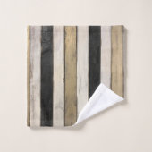 Rustic Gold Black Cream Farmhouse Barnwood Stripe (Gant de toilette)