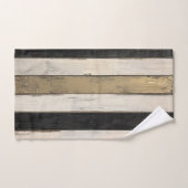Rustic Gold Black Cream Farmhouse Barnwood Stripe (Serviette à main)